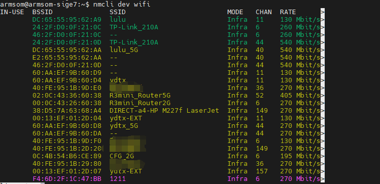 WiFi nmcli scan